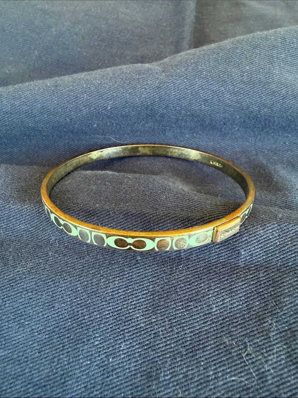 Silver-Tone Blue Enamel Bangle Bracelet (4550)